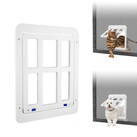 Lille hundekat magnetisk automatisk lukkedør, hvid