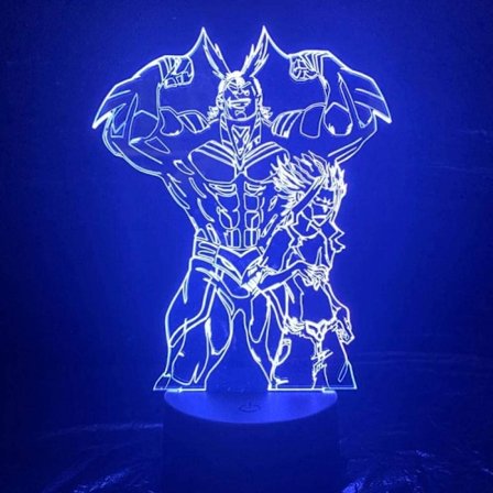 Anime Lampe Natlampe Illusion Lys My Hero Academia All Might Figur 3D til Børneværelse LED Børne Julegave Natbord Farverig