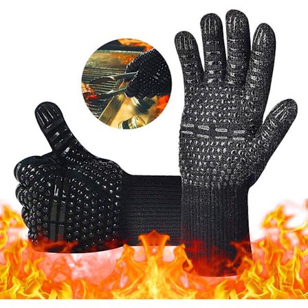 Grillhandsker, Ovn Handsker 1472 Ekstrem Varmebestandig, Fødevarekvalitet Køkken Grillhandsker, Silikon Anti-Slip Kogehandsker Til Grill, Madlavning, 