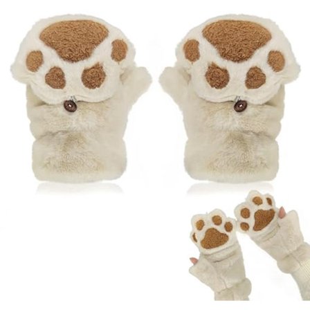 Fingerløse Plys Vinterhandsker til Katteelskere - Varme Cosplay Handsker til Kvinder og Teenagepiger