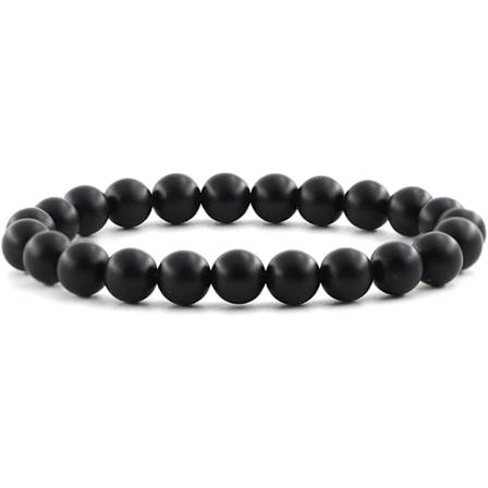 Krystallarmbånd, 8mm Naturlig Edelstensperler Armbånd, Helbredende Krystallarmbånd for Kvinner og Menn Frosted Obsidian
