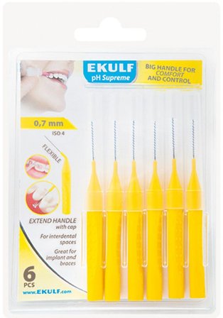 Ekulf Mellemrumsbørste Gul 0,7 mm, Medicin & Pleje, Mund & Tandpleje, Tandstikker