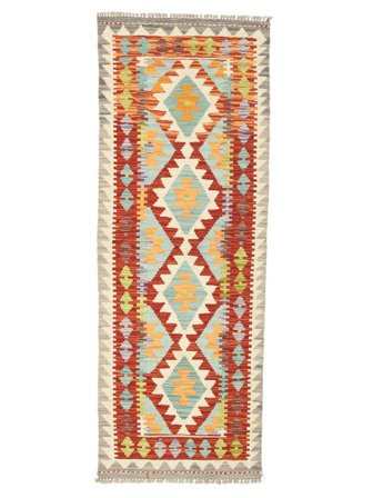 Handvävd Kelim Afghan Old Style 70X193 Ullmatta Mörkröd/Brun Liten