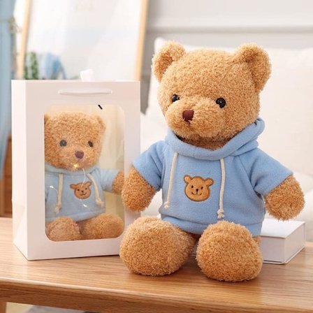 Färg Teddy Bear Plysch - Söt Plyschleksak - 30cm Liten Brun Björ - T-Shirt Söt Plyschdjur - Julgåva till Barn,