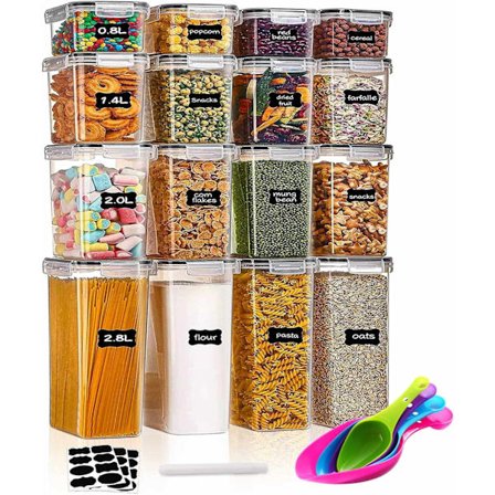 Ny 16-pak Premium Mad - Opbevaring - Lufttætte Krukker med Låg - Madkasser