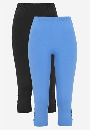 Cellbes of Sweden - Capri leggings med dejlige detaljer 2-pack i blå + sort til damer i størrelse 38/40