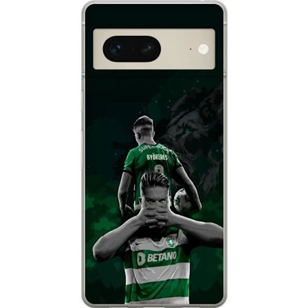 Yhteensopiva Puhelinkuori Google Pixel 7 Neonmotiivi, jossa teksti "Gaming is in my DNA" sinisenä ja punaisena tiiliseinällä, jossa loistava DNA-spira