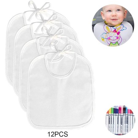 lenbest Pakke med 12 malerforklær, 26 x 30 cm hvite baby trekantklær KLB