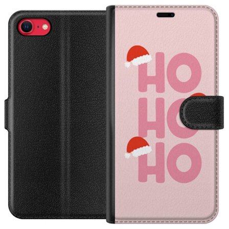Kompatibel Tegnebogsetui til Apple iPhone SE (2022) HO HO HO pink julemotiv med nissehuer typografi vinterdetaljer og moderne Christmas aesthetic ren