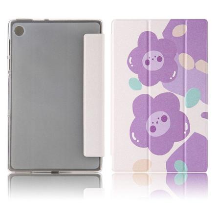 Lenovo Tab M10 FHD Plus tri-fold mønster læder flip etui - lilla blomst Purple