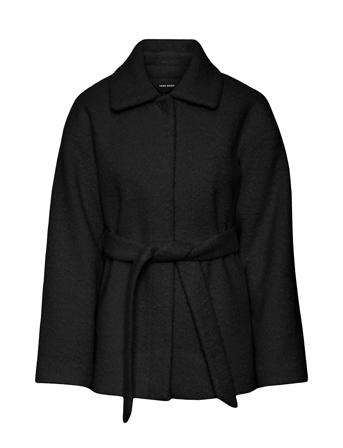 Vmamber Elite Short Jacket Lcs Outerwear Faux Fur Wool Jackets Svart Vero Moda*Betinget Tilbud