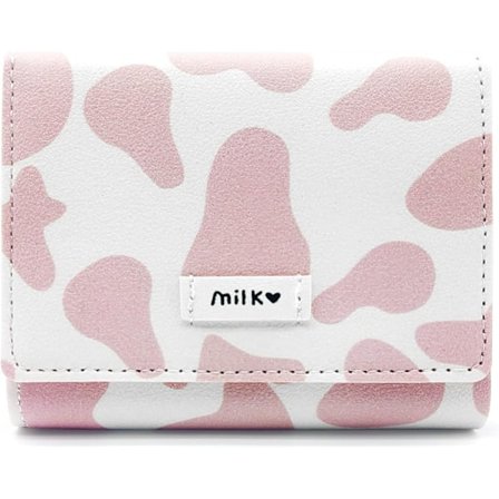 Tyttöjen lehmäkuvioinen lompakko, söpö PU-nahkainen kolminkertainen lehmäkuvioinen lompakko, pieni lyhyt sarjakuva käteistasku korttikotelo lompakko 