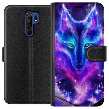 Plånboksfodral till Xiaomi Redmi 9 med Neon Varg