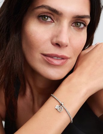 Pandora Heart Sterling Silver Double Dangle With Clear Cubic Zirconia And Transparent Resin - Silver - ONE SIZE