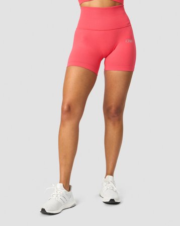 ICANIWILL - Ribbed Define Seamless Pocket Shorts Coral Red - Dame - ICIW