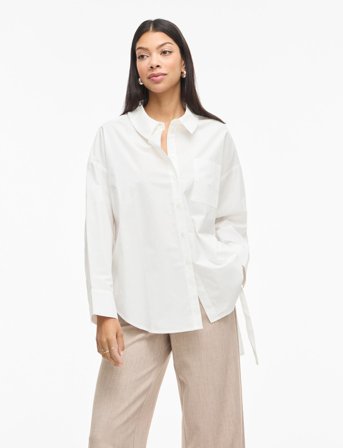 Vila Visiji L/S Lacing Shirt - White - 40