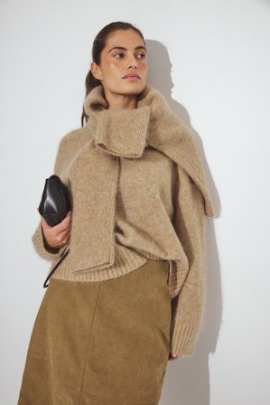 Premium Selection Strickpullover aus Mohairmischung mit Rundhalsausschnitt - Premiumqualität - Beige - S (EU 34-36)