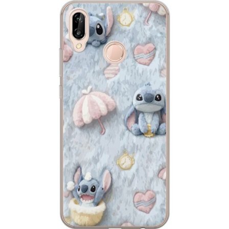 Kompatibelt Mobildeksel til Huawei P20 lite Broder mønster med hjerter, paraplyer og pastellfarget myk bakgrunn