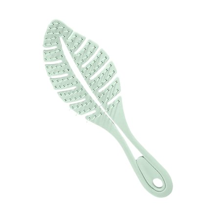 Muodikas lehtikampa mukavalla otteella, päänahan hierontaharja märkien tai kuivien hiusten vaivattomaan selvittämiseen missä tahansa ympäristössä