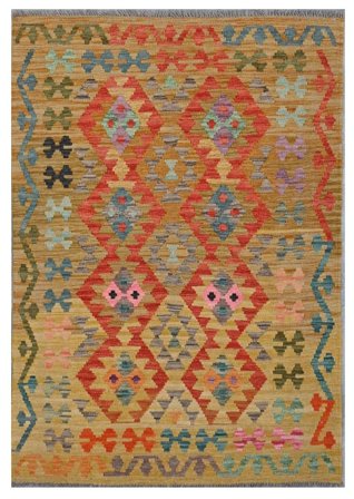 Hand Woven Kilim Afghan Old Style Rug 104X147