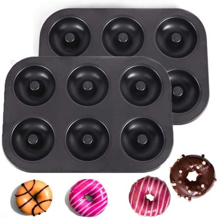 Tarttumattomat donitsimuotit, joissa on 6 onteloa, 2 donitsimuotin sarja, auto