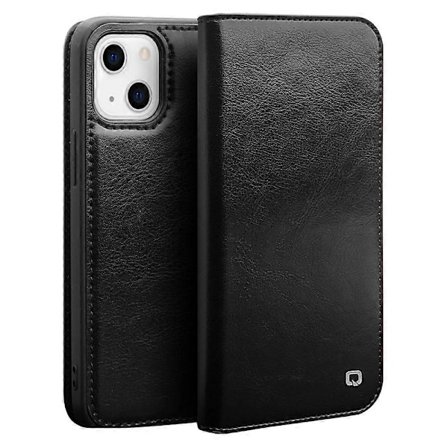 QIALINO Til iPhone 13 6,1 tommer Toplag Ko Læder Pung Stativ Telefon Cover Beskytter