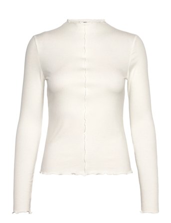 Mango | Ribbed T-Shirt With Scalloped Trim | M