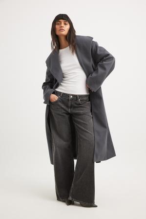 NA-KD Manteau à col détaillé - Vestes d'Hiver - Gris - EU 36