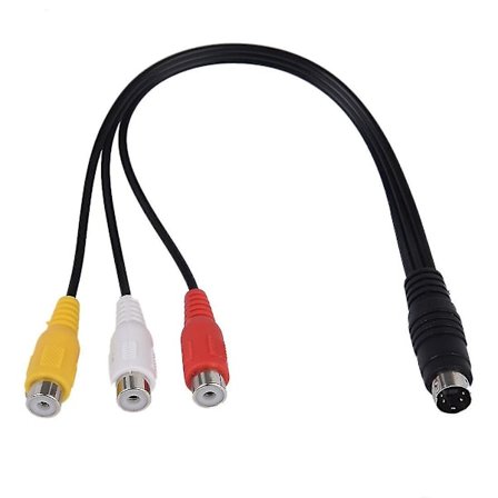 4-pinners S-video til 3 RCA hunn TV-adapter bærbar kabel