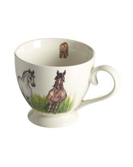 Tekop Hest med håndtegnet med motiv Hvid