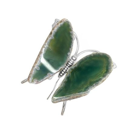 Crystal Butterflies Natural Agate Slice Butterfly GREEN
