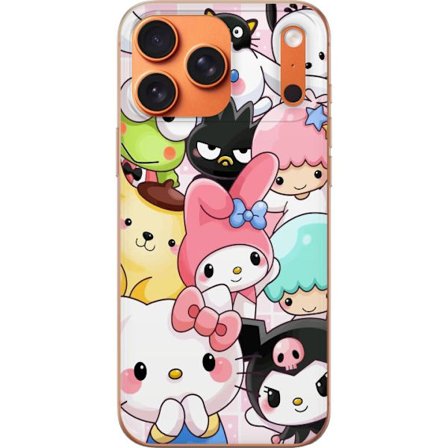 Kompatibelt Mobildeksel til Apple iPhone 17 Pro Max Tett mønster av søte figurer med store øyne i ulike farger og uttrykk med LABUBU-tekst