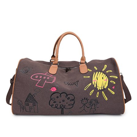 Sports Gymbag for våt og tørr separasjon, Graffiti-trykt bag for korte turer (Kaffe)