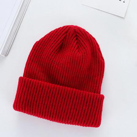 Vinter Herr Dam Stickad Mössa Solid Beanies Cap Tjock Varm Skida B