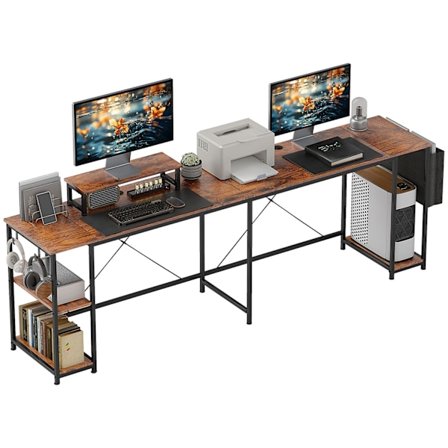 L-formet skrivebord 168 x 120 cm hjørneskrivebord med opbevaringsrum, opbevaringstaske, vendbart computerbord med skærmstativ, spillebord til kontor,