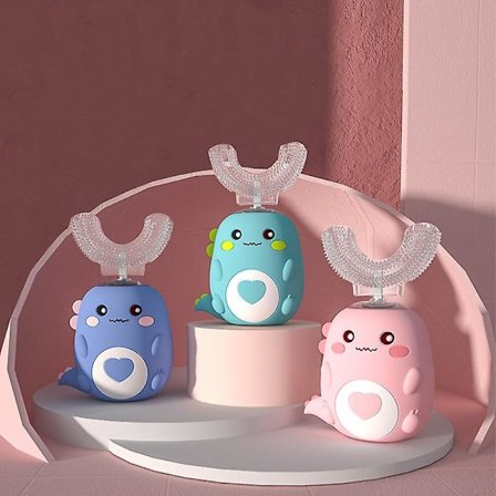 Automatic Oral Cleaning Kid Electric Toothbrush Children Device Usb Charging Sonic Cute Dinosaur U-shaped Teeth Care Ns2