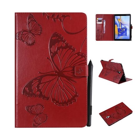 Samsung Galaxy Tab A 10.5 Sommerfugltrykk Skinnetui - Rød