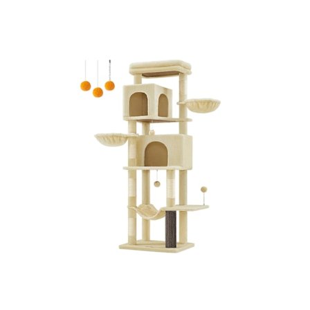 Rootz Cat kradsestolpe - Kitty Tree - Scratcher - Spånplade - Plys - Sisal - 57cm x 45cm x 175cm