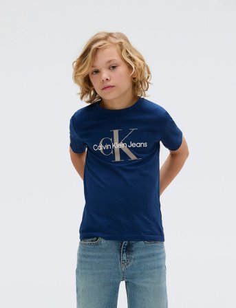 Calvin Klein Ck Monogram Ss T-Shirt - Blue - 128