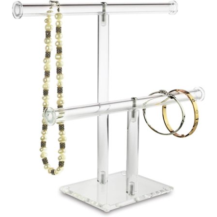 Klar Akryl Rund Armbånd Display Holder 2-lags T-bar Smykke Display Armbånd Display Holder