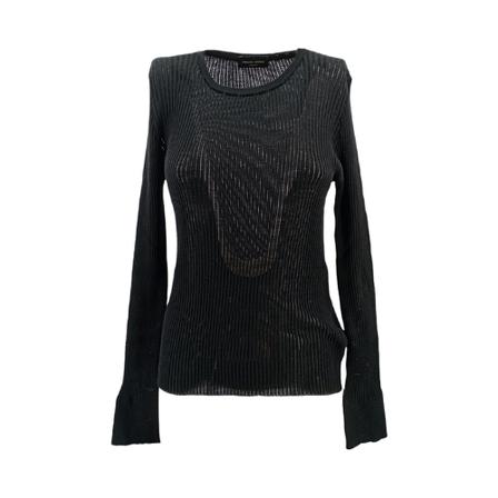 Roberto Collina, Round-neck Knitwear Zwart, Dames, Maat:M