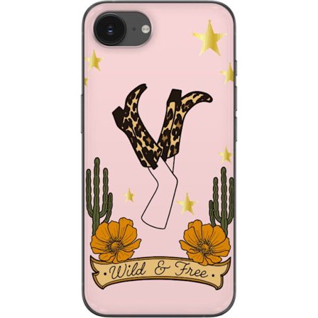 Kompatibelt Mobildeksel til Apple iPhone 16e Wild and Free boots leopardmønster cowboy vestlig kaktus stjerner blomster land retro plakat kunst