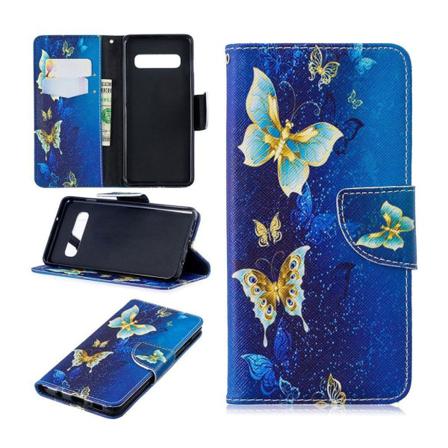 Samsung Galaxy S10 Läderfodral Med Mönster - Fjäril