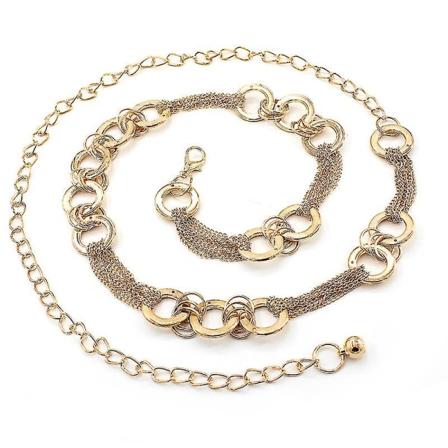 Metal Talje Kæde Bælte Tynd Gylden Taljebånd Cirkel Dekorativ Talje Bælter Trøje Kjole Dekoration