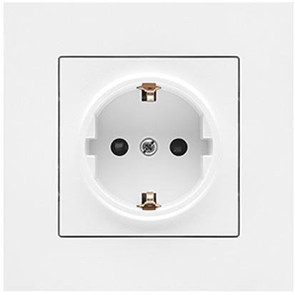 Simon S55 Enkel Stikkontakt innfelt m/j skrutilk. Hvit