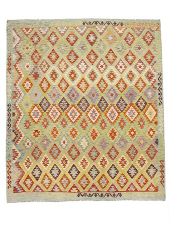 Handgeweven Kelim Afghan Old Style Vloerkleed 260X297 Wol Oranje/Bruin Groot