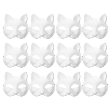12 tyhjää kissanaamiota naamiaisasuun naamiaisiin Maskit Tarha Tee oma maalaamaton kissanaamio