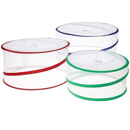 3 Ruokasuojaverkko Ponnahdusikkunalliset Hedelmäkorit, Kokoontaitettavat Ruokasuojat - 3 Kokoa (1 Suuri, 1 Keskikokoinen, 3 Pientä) - Ruokasuojat