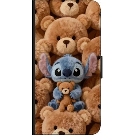 Yhteensopiva Lompakkokotelo Samsung Galaxy Note 10 Lite Stitch ympäröity ruskeilla teddykarhuilla, joilla on pieni nallekarhu sylissään söpössä ja kod