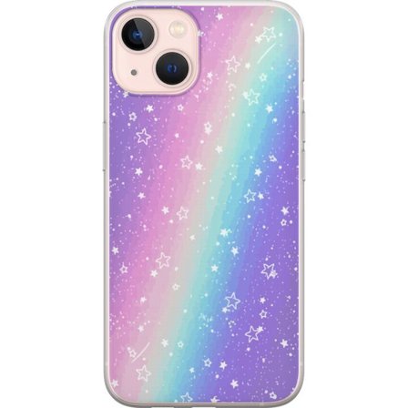 Kompatibel Mobilcover til Apple iPhone 13 mini Rainbow-farvet pastelbaggrund med hvide stjerner og glitrende prikker i blød overgang